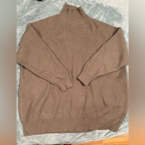 Zara Women's Brown Ribbed Turtleneck Sweater